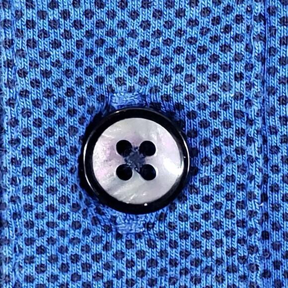 Buttercloth Shirt Mens Size Large L Long Sleeve Polo Blue Geometric Collared - Picture 4 of 12